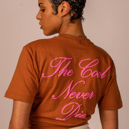 "The Cool Never Die" Badge Tee (Camo & Brown)