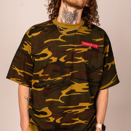 "The Cool Never Die" Badge Tee (Camo & Brown)