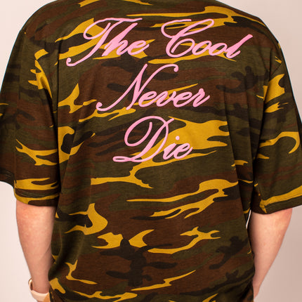 "The Cool Never Die" Badge Tee (Camo & Brown)