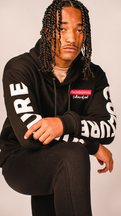 "Only The Cool Survive” Badge Hoodie Black L/S